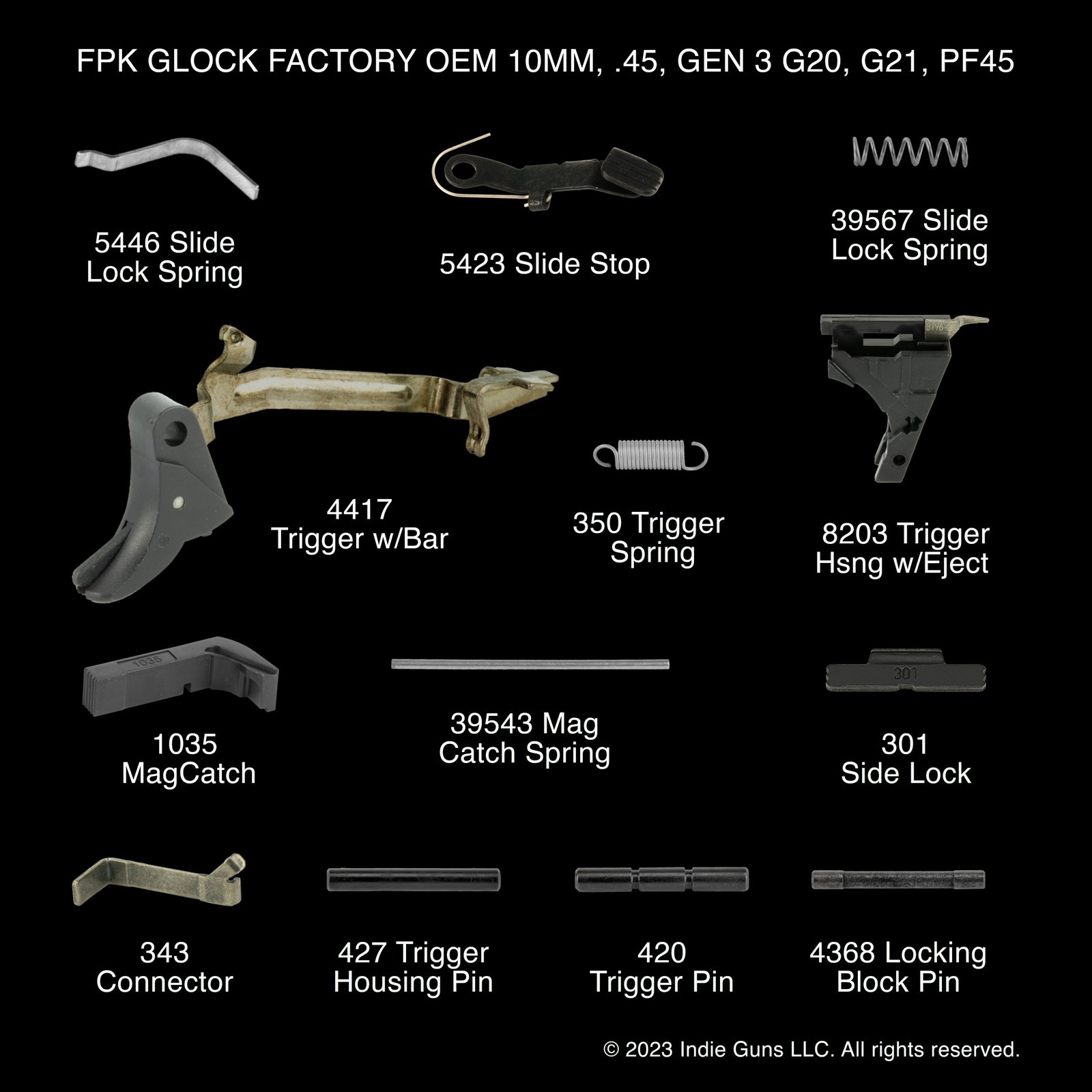 FPK GLOCK FACTORY OEM 10MM, .45, GEN 3: G20, G21, PF45