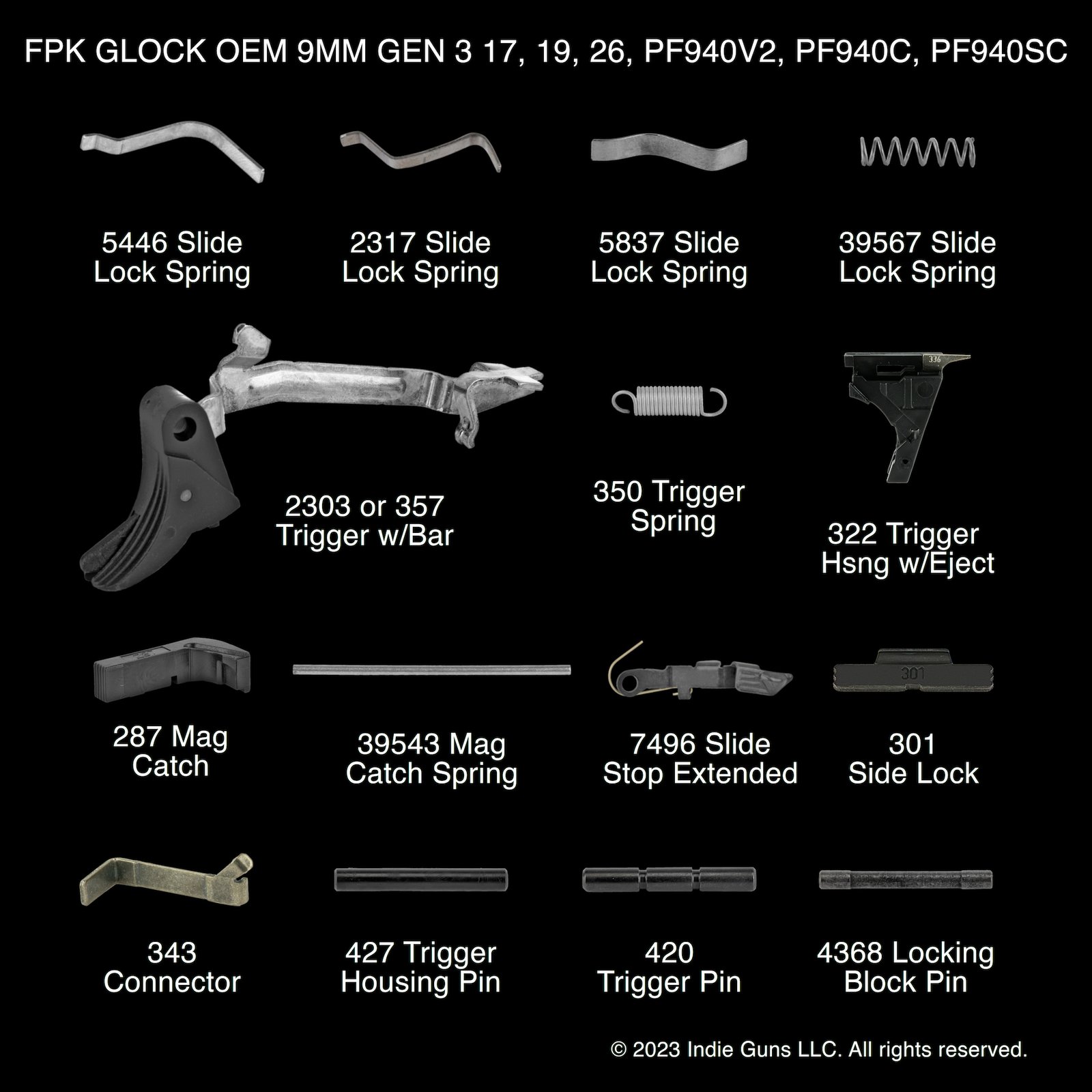 Glk OEM FPK 9mm Gen3 G17, G19, G26, PF940V2, PF940C, PF940SC
