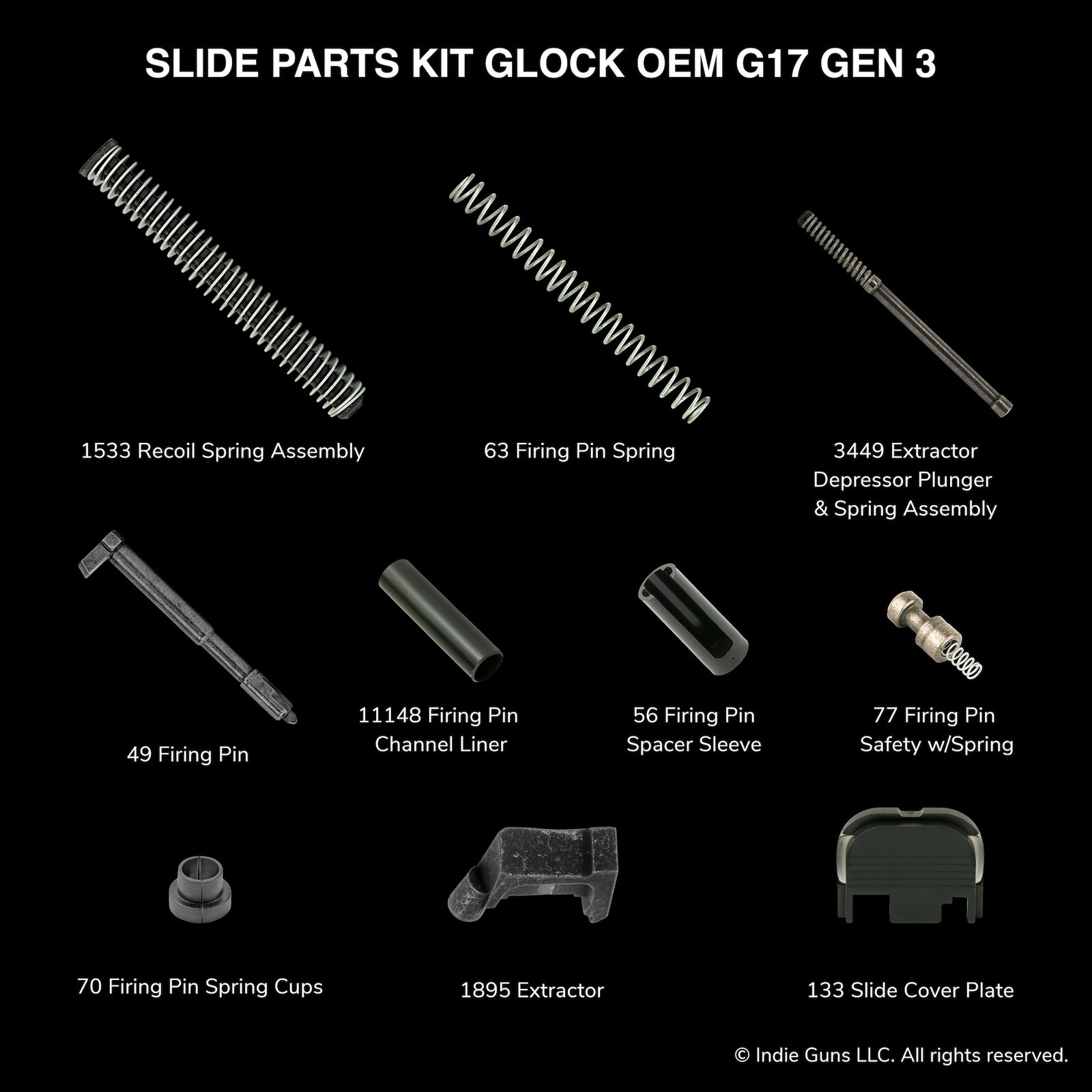 Slide Parts Kit Genuine Glock 9mm Mid-size G17 Gen 3 – Indie Guns